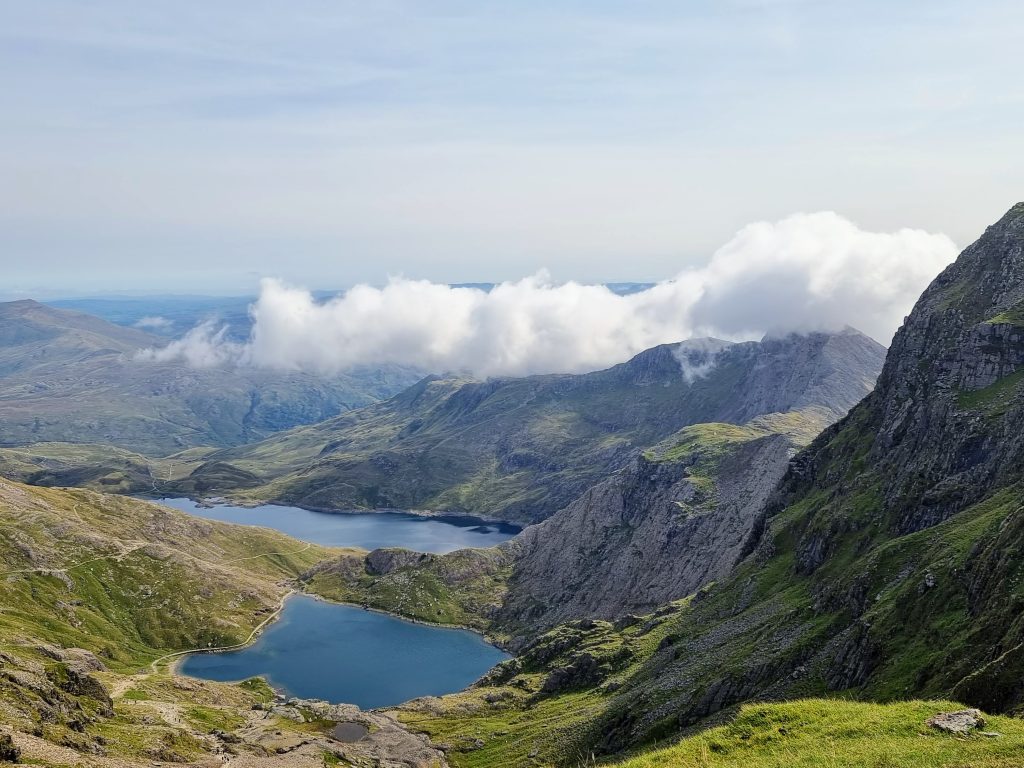 Climbing Snowdon with Kids, frugal mum Snowdon Ranger Path guide, photo of summit view clear day