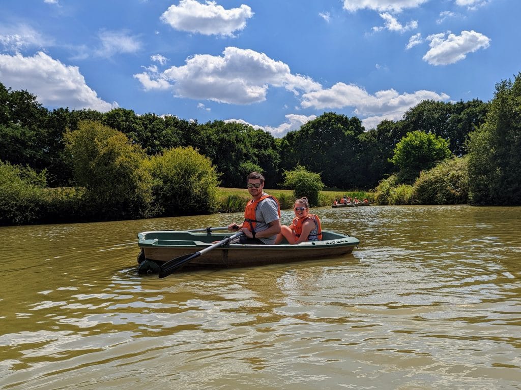 Day Out with the Kids, Knockhatch Adventure Park Review, East Sussex, frugal mum children rowing boat