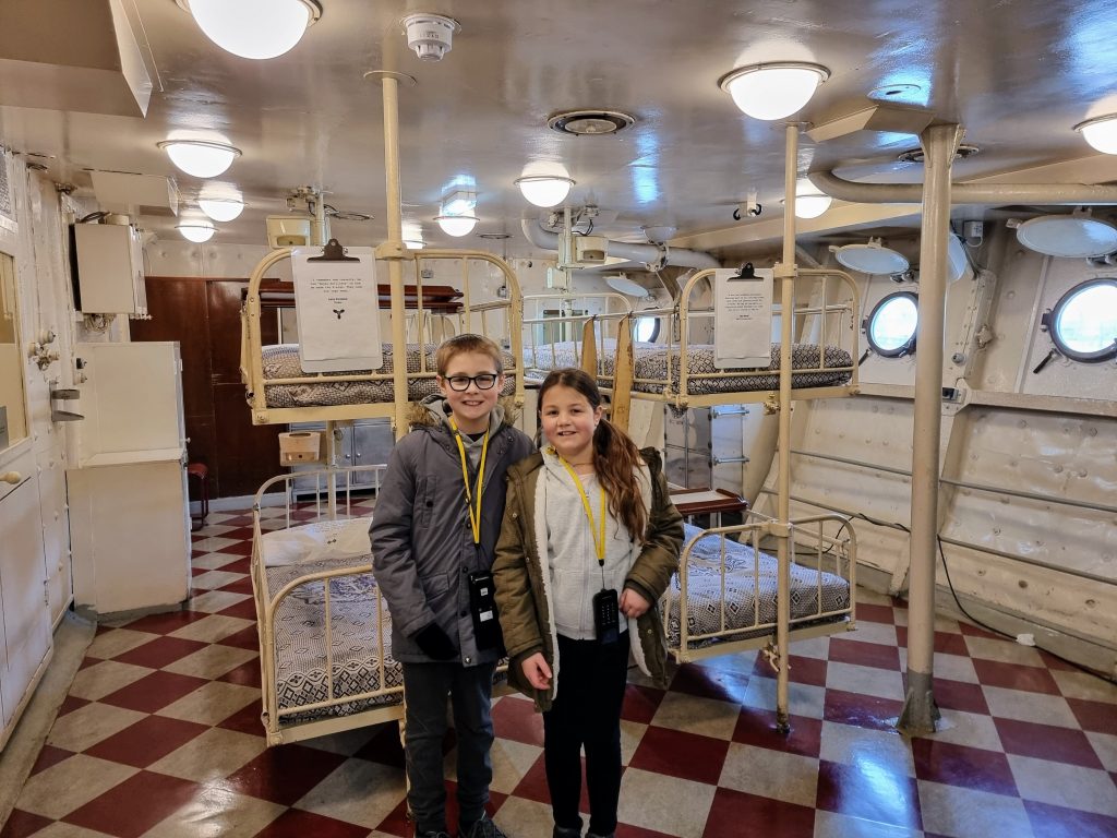hms belfast ship review, london with kids, thames, frugal mum children photo in medical room