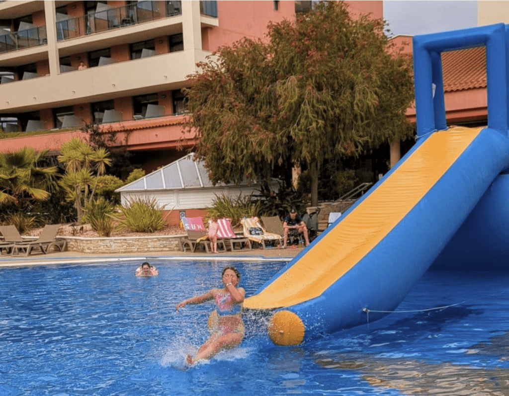 villa romana hotel, ohtels, salou, costa dorada, spain, frugal mum review, TUI holiday, inflatable pool slide, photo