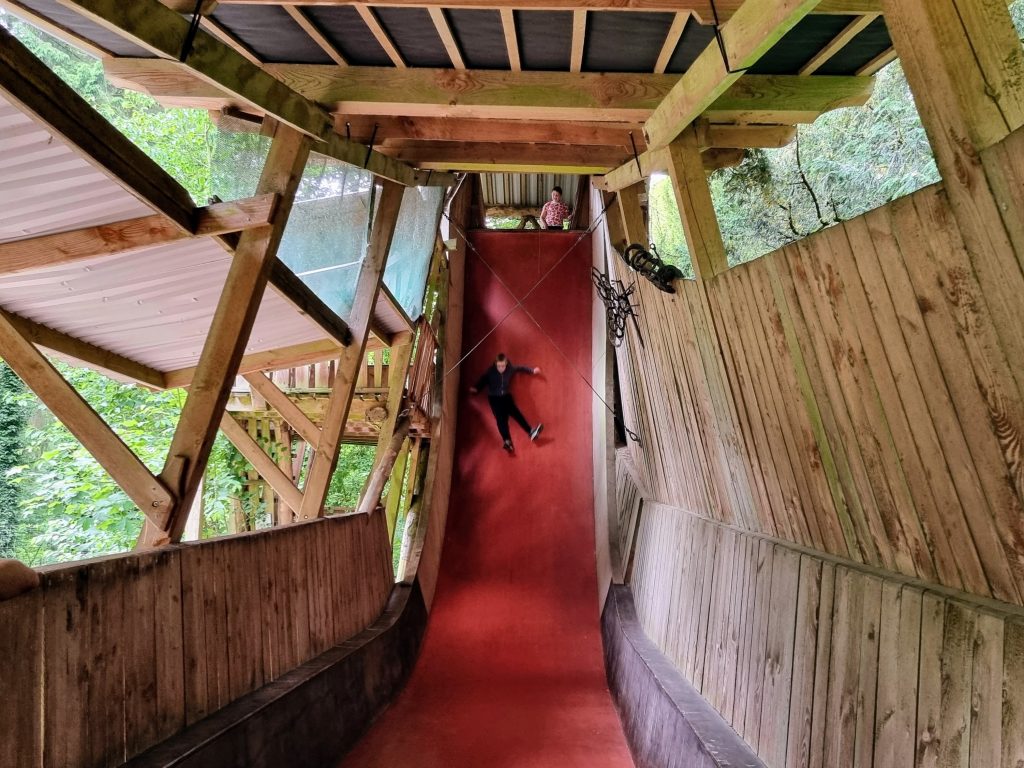 Devon with Kids, Wildwood Devon Wildlife Park Review, frugal mum guide, photo of drop slide