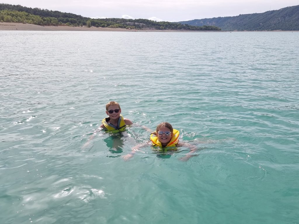 Les Lacs Verdon, Regusse, South of France, lake boat trip, Eurocamp holiday, frugal mum children swimming, review photo