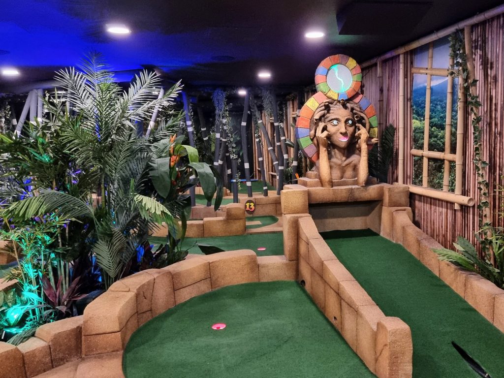 Kent, Kids, best indoor attractions, entertain family, rainy day, lost island adventure golf, margate, mini golf frugal mum photo, review