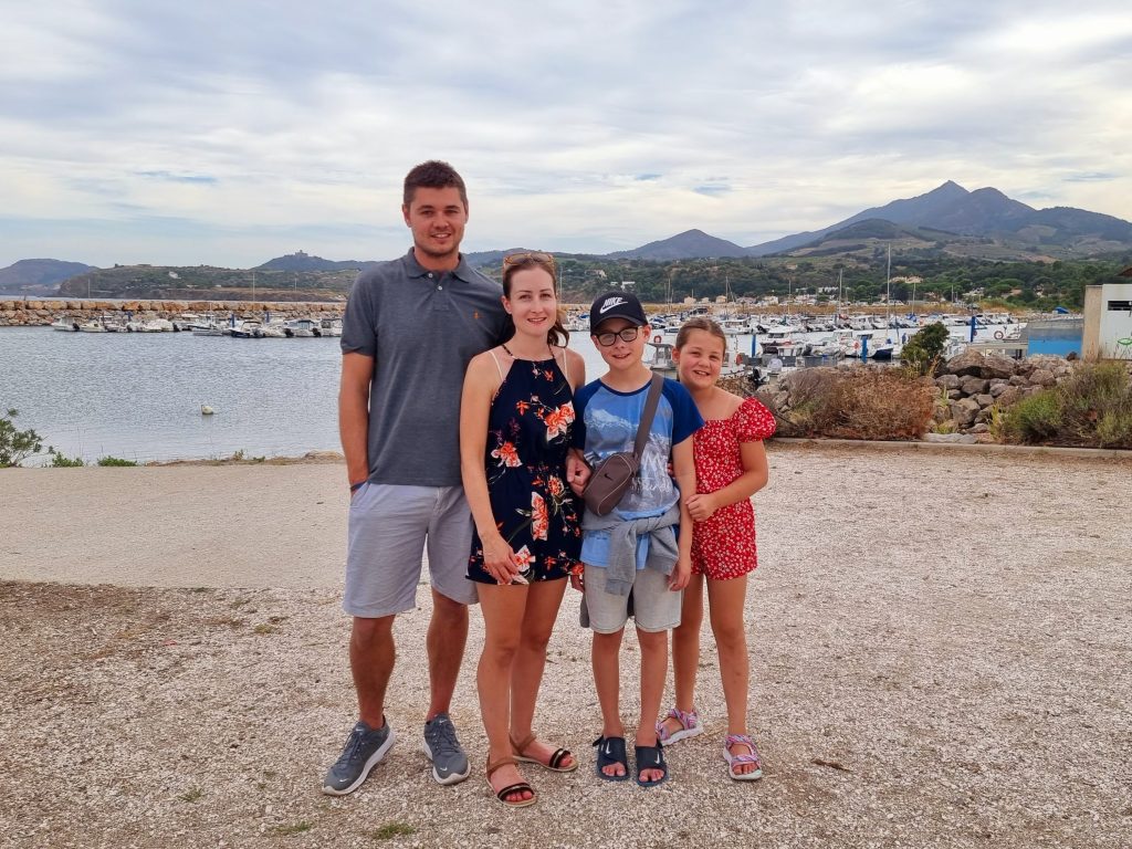 La Chapelle, Argeles sur mer, South of France, review Eurocamp holiday, frugal mum family photo on beach