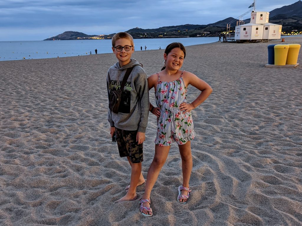 La Chapelle, Argeles sur mer, South of France, frugal mum children on beach, Eurocamp holiday review, photo