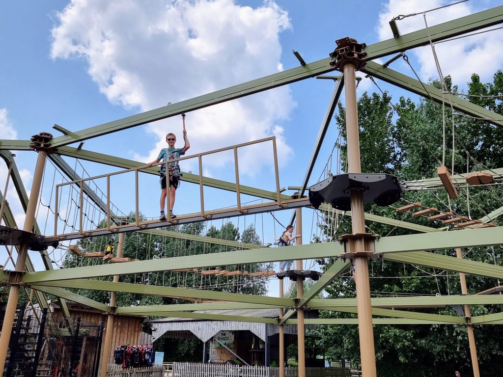 Somerset, Puxton Adventure Park review, frugal mum children photo on high ropes