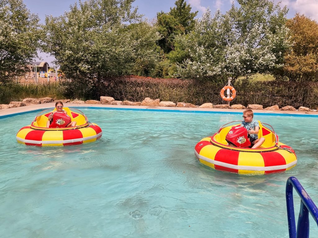 Somerset, Puxton Adventure Park review, frugal mum children photo on bumper boats