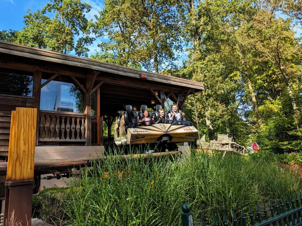 Duinrell Holiday and theme park, frugal mum review, the Netherlands, photo of family on rollercoaster