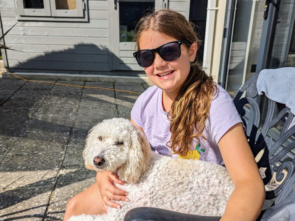 frugal mum photo of dog, trusted housesitters family travel guide