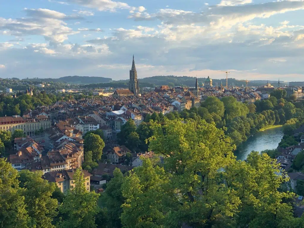 Switzerland with kids, budget itinerary for family day in city of Bern, photo of rosengarten view of bern