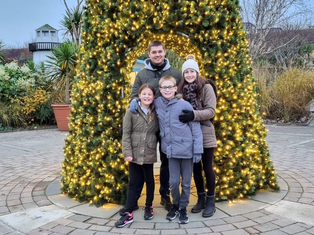 Kent with kids, the 10 best things to do at Christmas, frugal mum photo of family by christmas tree