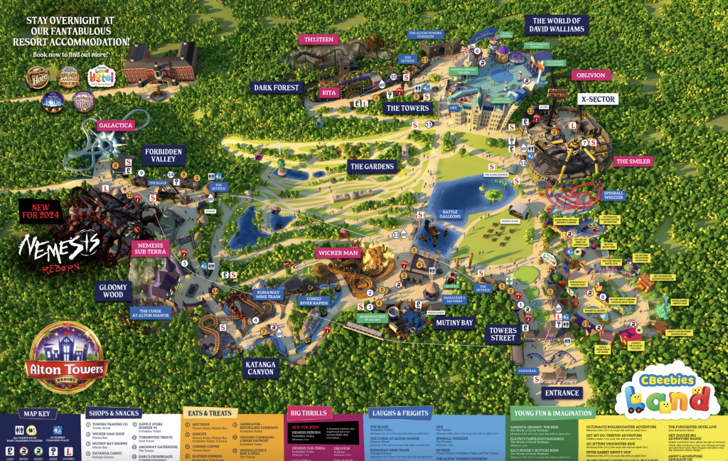 Alton Towers theme park map 