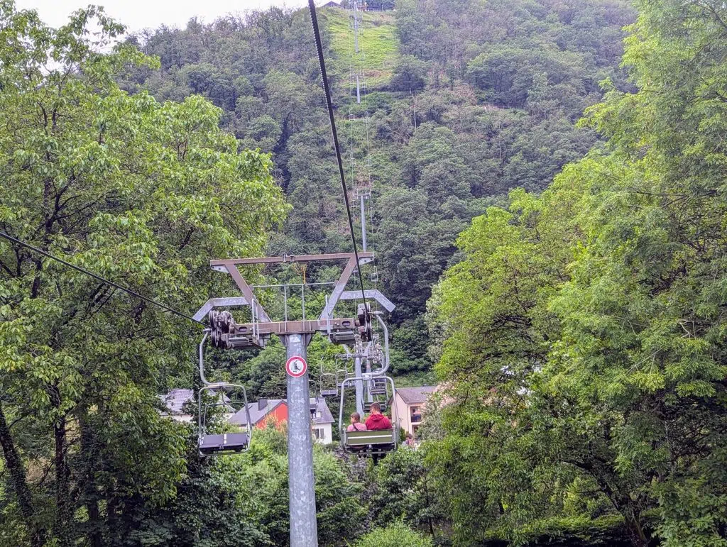 Luxembourg family holiday itinerary, the best things to see and do with kids, frugal mum guide, photo of vianden chairlift