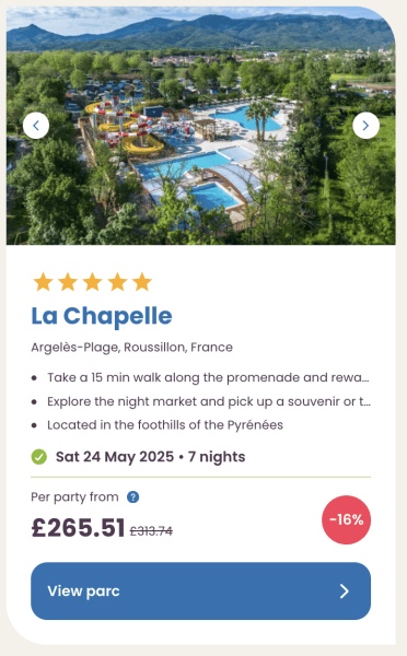 Eurocamp 2025 May half term holiday deals la chapelle france