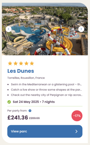 Eurocamp 2025 May half term holiday deals les dunes france