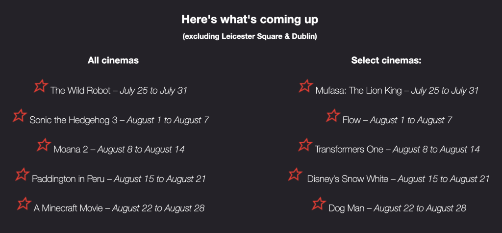 Cheap UK Days Out, Kids discounts for the 2025 school summer holidays, frugal mum guide, cineworld £1 tickets photo