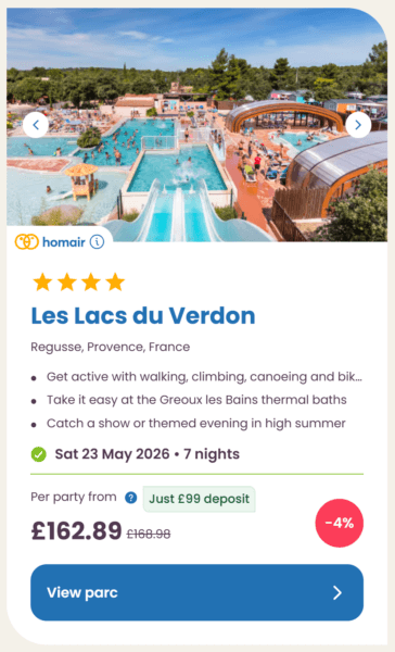 Eurocamp 2026 may half term school holiday deals, frugal mum travel guide, photo of les lacs du verdon, france