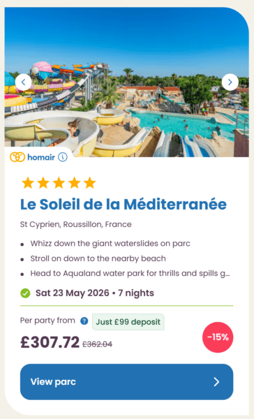 Eurocamp 2026 may half term school holiday deals, frugal mum travel guide, photo of le soleil de la mediterranee, france