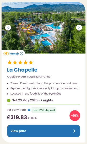Eurocamp 2026 may half term school holiday deals, frugal mum travel guide, photo of la chapelle, france