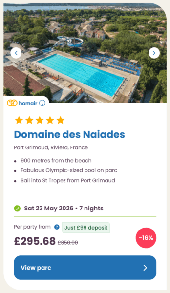 Eurocamp 2026 may half term school holiday deals, frugal mum travel guide, photo of domaine des naiades, france