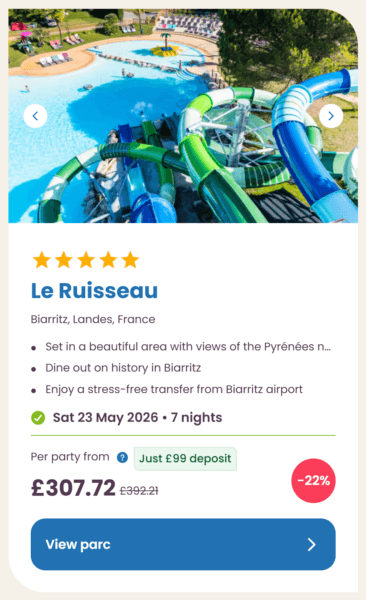 Eurocamp 2026 may half term school holiday deals, frugal mum travel guide, photo of le ruisseau, france