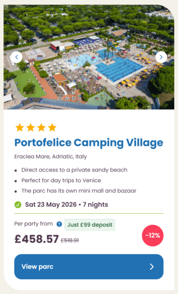 Eurocamp 2026 may half term school holiday deals, frugal mum travel guide, photo of portofelice camping village, italy