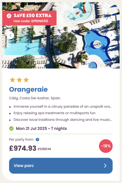 Eurocamp July, August and September summer holiday deals, frugal mum guide, orangeraie spain