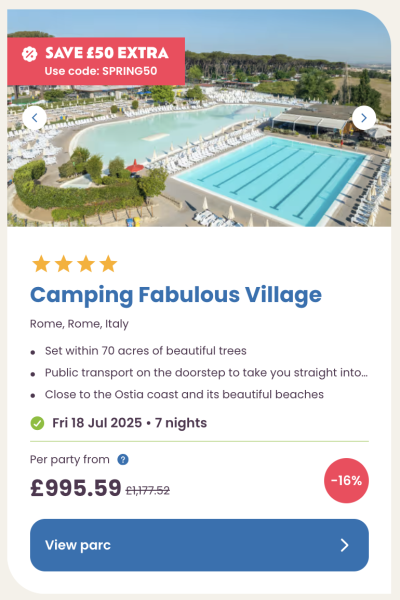 Eurocamp July, August and September summer holiday deals, frugal mum guide, camping village fabulous rome italy