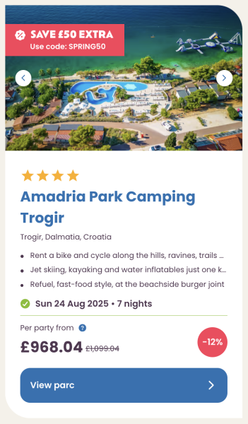 Eurocamp July, August and September summer holiday deals, frugal mum guide, amadria park camping trogir croatia