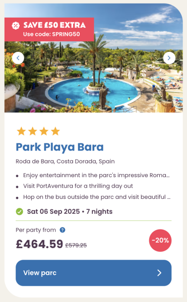 Eurocamp July, August and September summer holiday deals, frugal mum guide, park playa bara spain