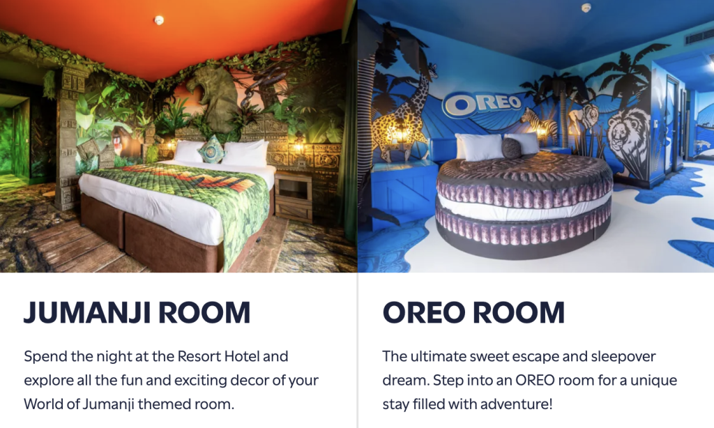 chessington resort themed rooms at the azteca hotel and safari hotel - jumanji and oreo image