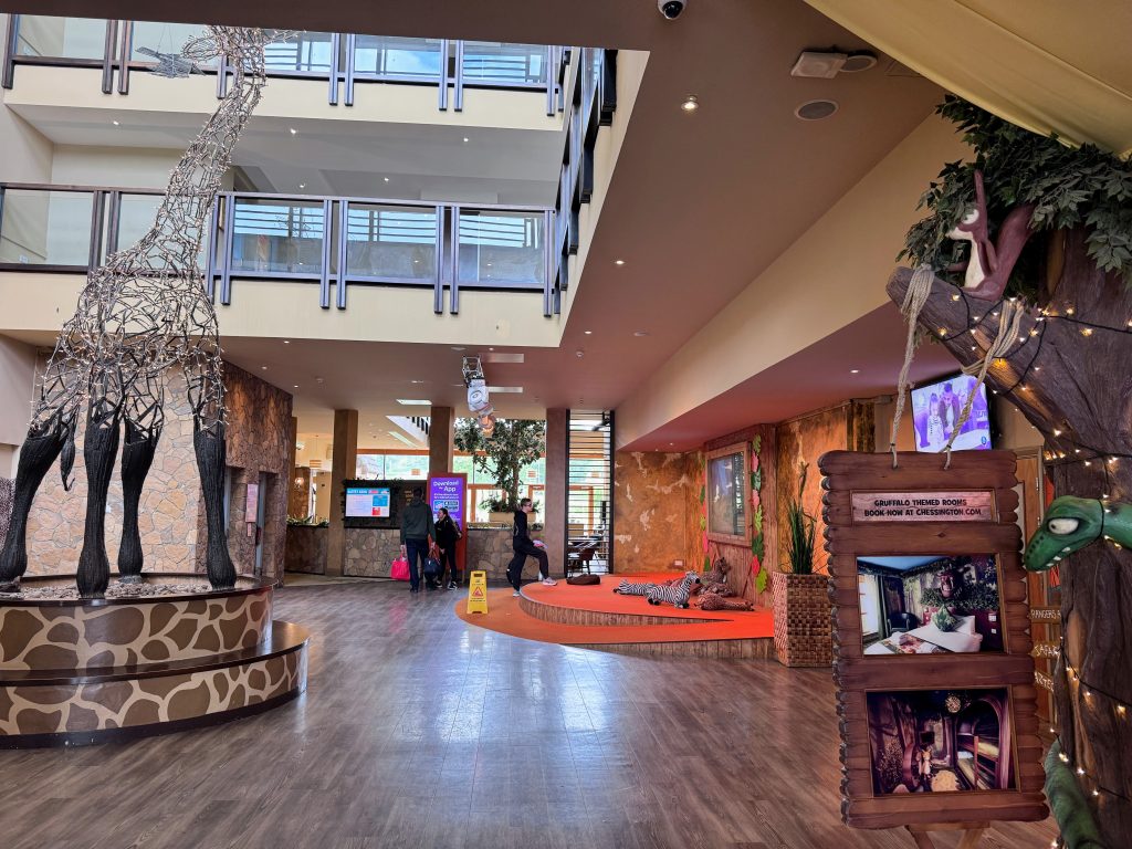 Chessington Resort Guide, is the Safari or Azteca hotel better, frugal mum review, photo of hotel lobby