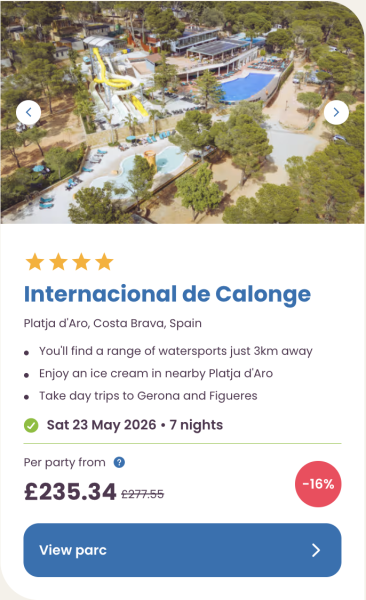 Eurocamp Summer Holiday Sale, Early Booking Deals for 2026, frugal mum travel guide, image of internacional de calonge in spain