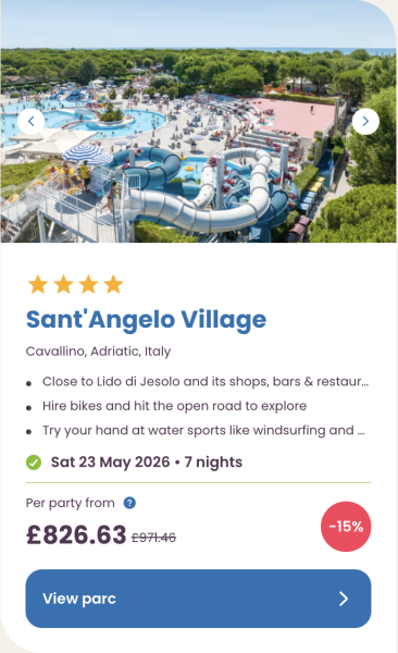 Eurocamp Summer Holiday Sale, Early Booking Deals for 2026, frugal mum travel guide, image of sant' angelo village in italy