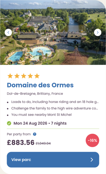 Eurocamp Summer Holiday Sale, Early Booking Deals for 2026, frugal mum travel guide, image of domaine des ormes brittany france
