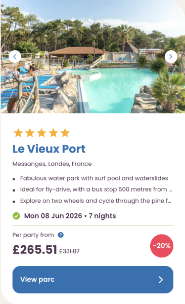 Eurocamp Summer Holiday Sale, Early Booking Deals for 2026, frugal mum travel guide, image of la vieux port landes france