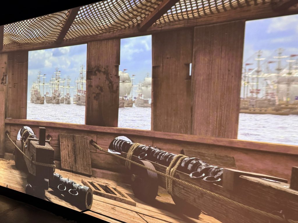 Portsmouth Historic Dockyard with Kids, the ultimate family guide from frugal mum, photo of mary rose museum projection