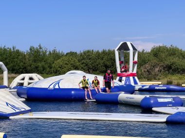 North Devon Wake Park with kids - our aqua park review, frugal mum guide