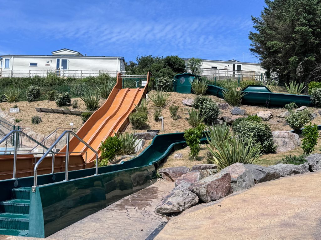 North Devon with Kids, Woolacombe Bay and Twitchen House Holiday Park Review, frugal mum, photo of waterslides