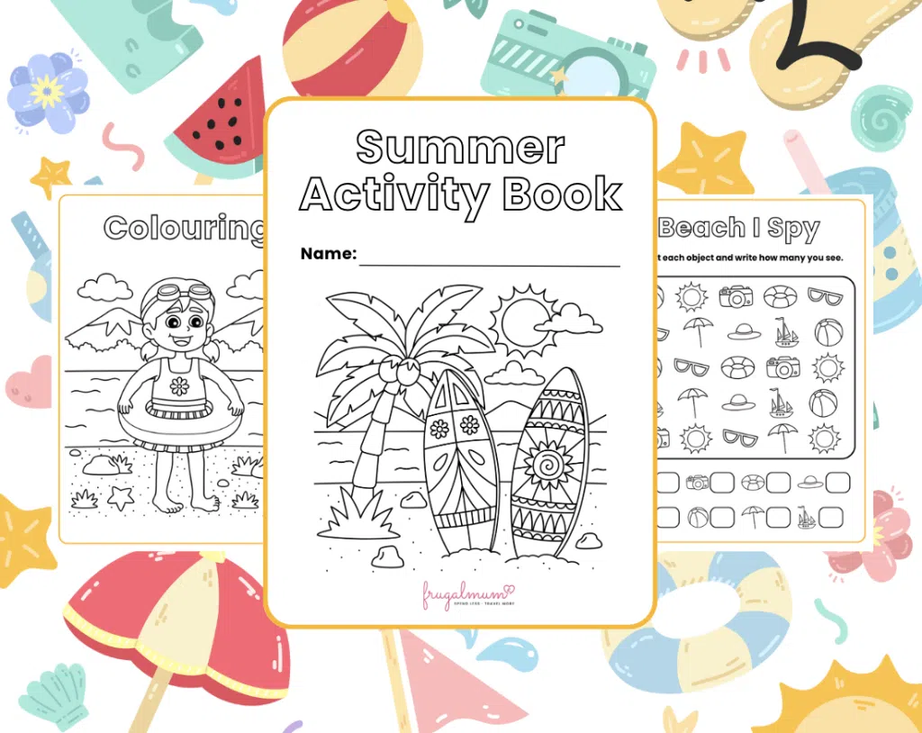 Printable kids' summer travel activity book, frugal mum family travel