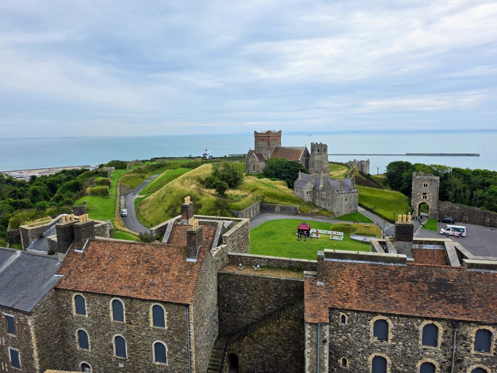 Visiting Dover Castle with kids, a fun family day out guide, frugal mum photo of view from top of the great tower