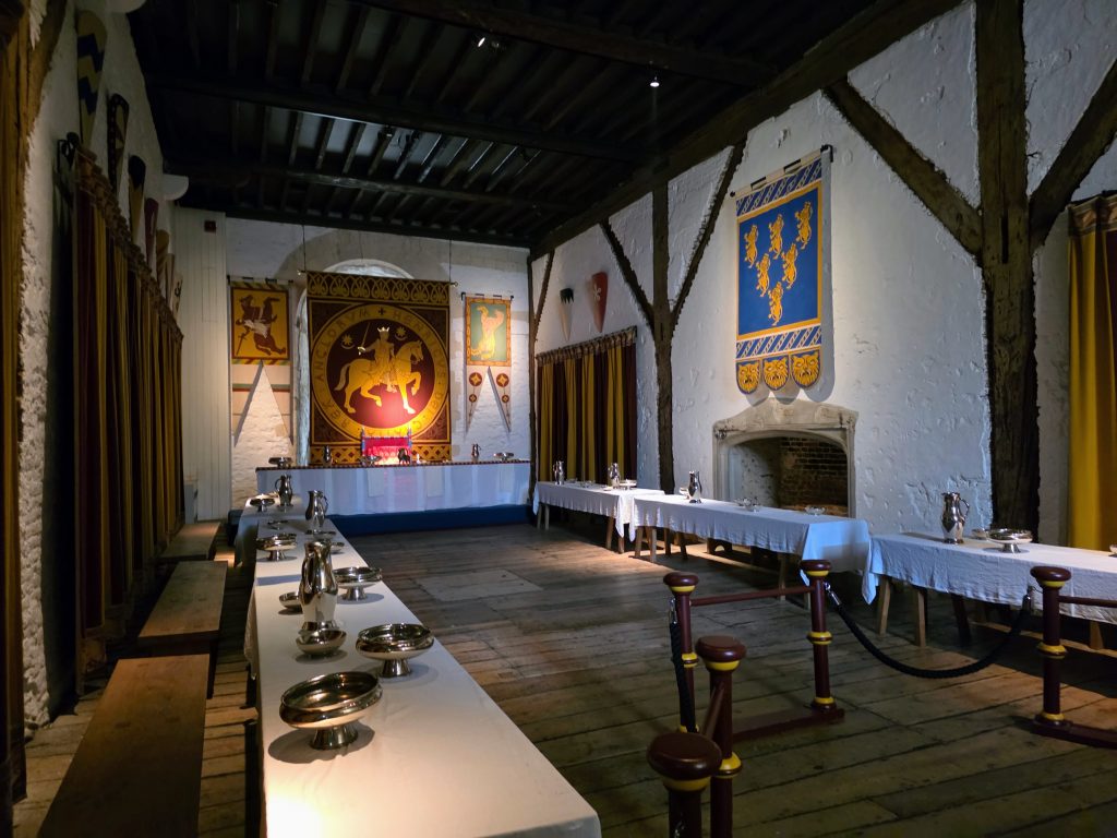 Visiting Dover Castle with kids, a fun family day out guide, frugal mum photo of banquet hall in the great tower