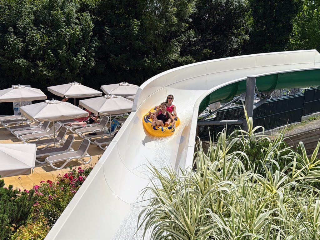 Eurocamp Holiday Review, Le Pin Parasol, Vendée, France, frugal mum travel guide, photo of ring waterslide