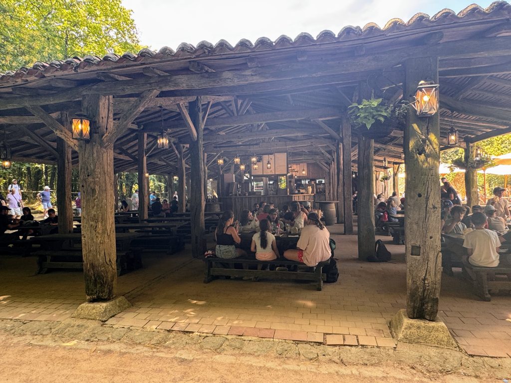 The ultimate family guide for visiting Puy du Fou France with kids, frugal mum travel guide, photo of eating area