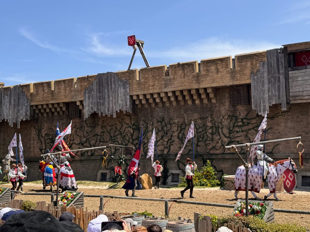 The ultimate family guide for visiting Puy du Fou France with kids, frugal mum travel guide, photo of jousting show
