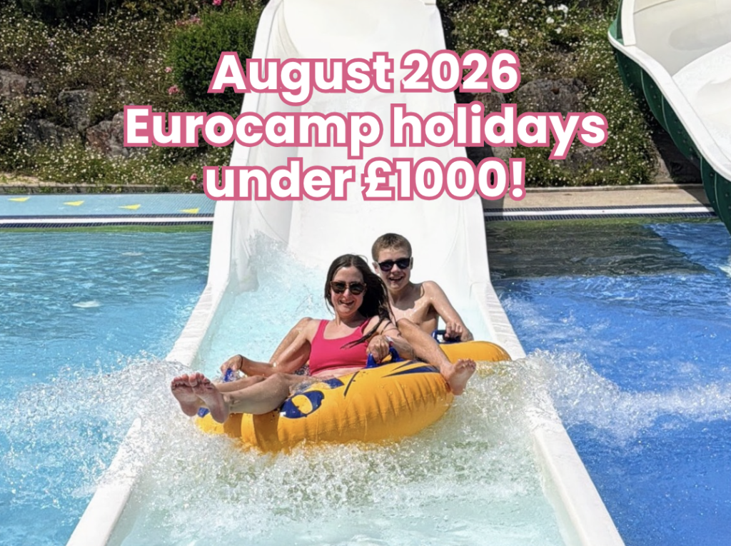 Eurocamp school summer holiday deals, August 2026 under £1000, frugal mum travel guide