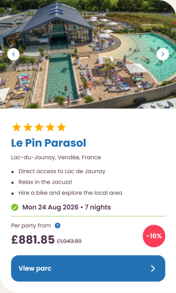 Eurocamp 2026 school holiday deals, August budget summer breaks, frugal mum travel guide, photo of le pin parasol, france