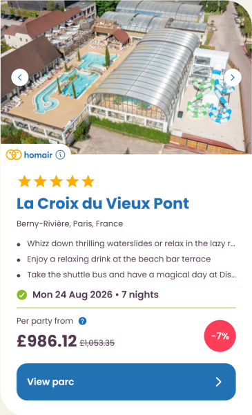 Eurocamp 2026 school holiday deals, August budget summer breaks, frugal mum travel guide, photo of la croix du vieux pont, france