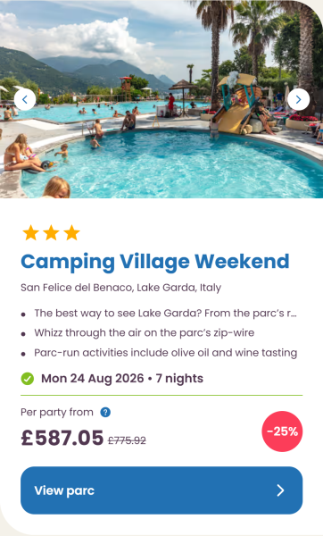 Eurocamp 2026 school holiday deals, August budget summer breaks, frugal mum travel guide, photo of camping village weekend, italy