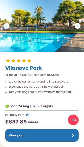 Eurocamp 2026 school holiday deals, August budget summer breaks, frugal mum travel guide, photo of vilanova park, spain